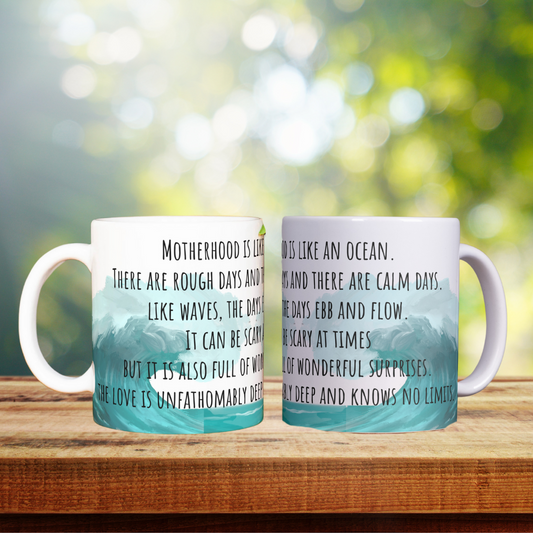 Motherhood is like an Ocean Waves 15 oz Accent Mug | Mothers Day