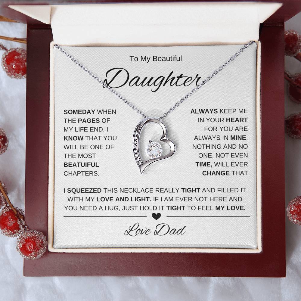 To My Beautiful Daughter-Love Dad | Forever Love Necklace | Birthday | Graduation