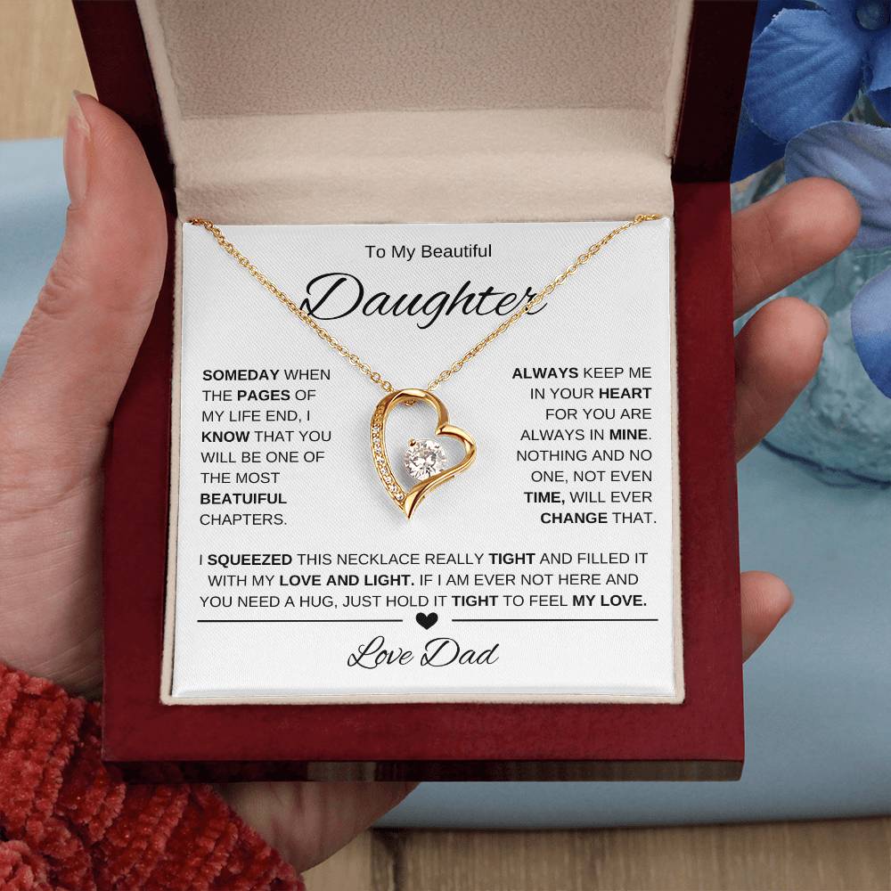 To My Beautiful Daughter-Love Dad | Forever Love Necklace | Birthday | Graduation