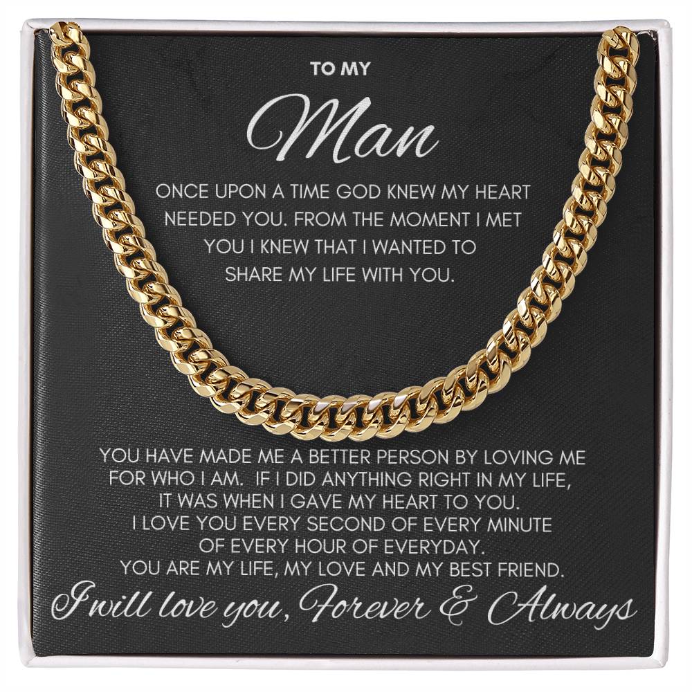 To My Man- Cuban Chain Link- Black Card (Stainless Steele)