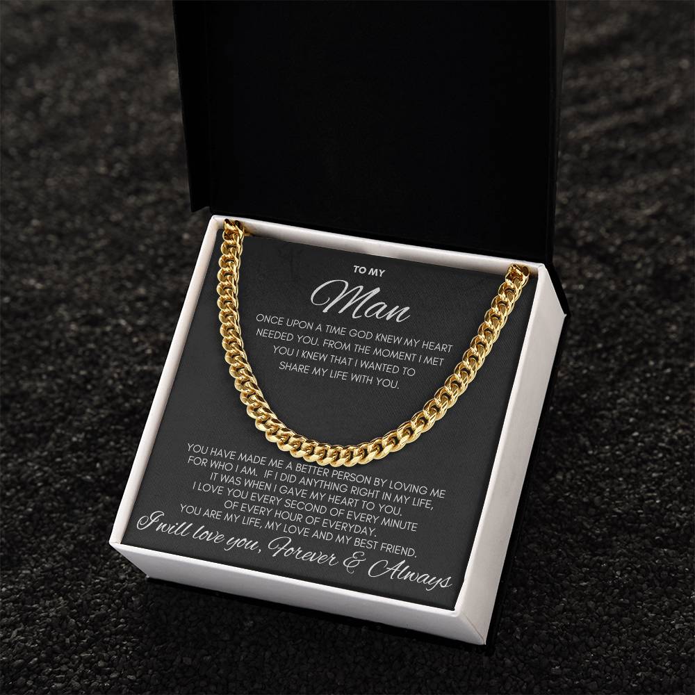 To My Man- Cuban Chain Link- Black Card (Stainless Steele)