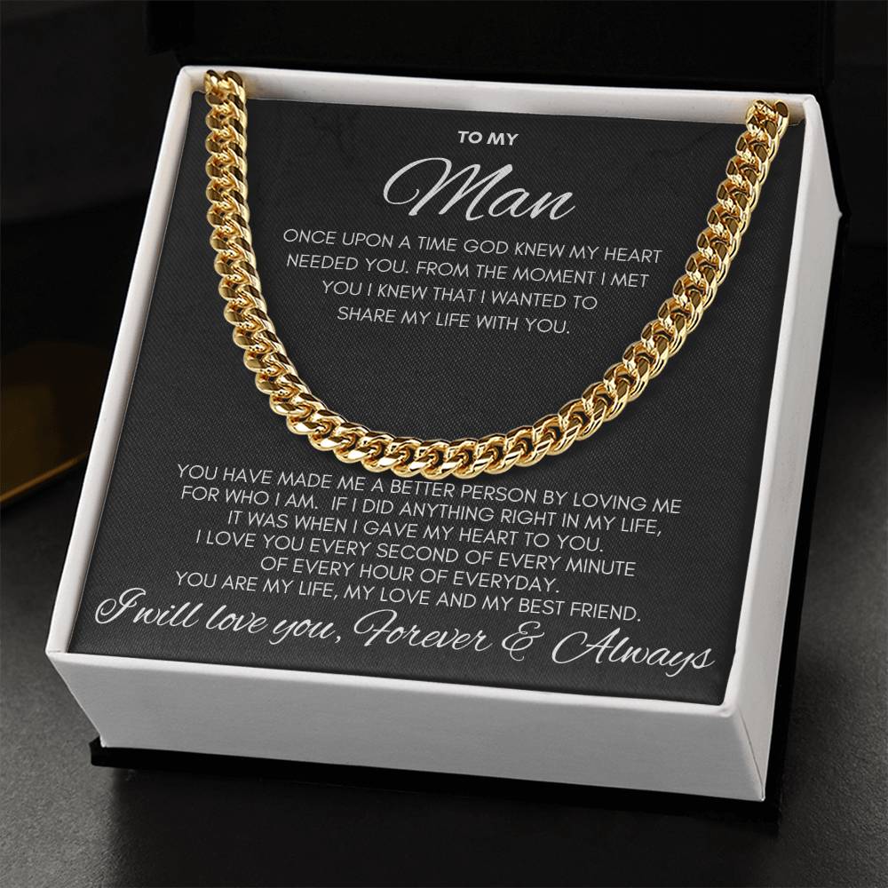 To My Man- Cuban Chain Link- Black Card (Stainless Steele)