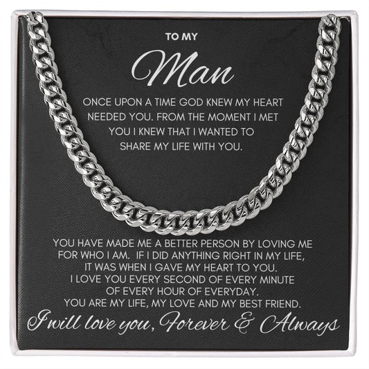 To My Man- Cuban Chain Link- Black Card (Stainless Steele)