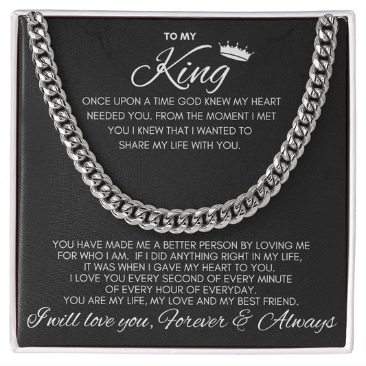 To My King- Cuban Chain Link- Black Card (Stainless Steele)