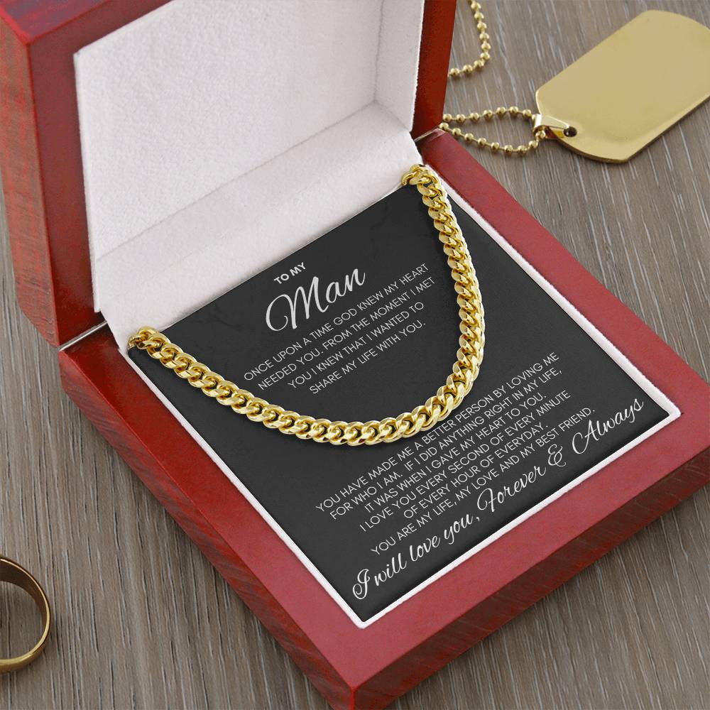 To My Man- Cuban Chain Link- Black Card (Stainless Steele)