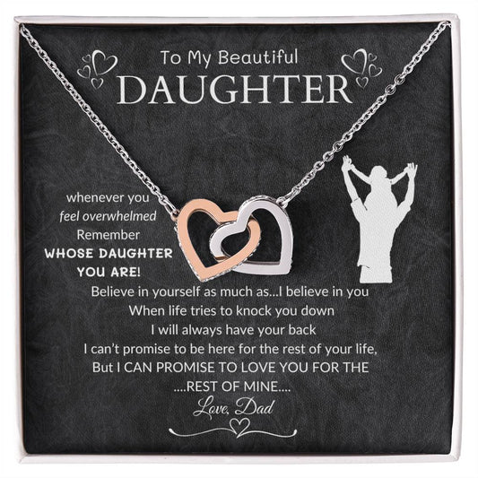 To My Beautiful Daughter, From Dad | Interlocking Hearts Necklace | Graduation Gift | Birthday Gift