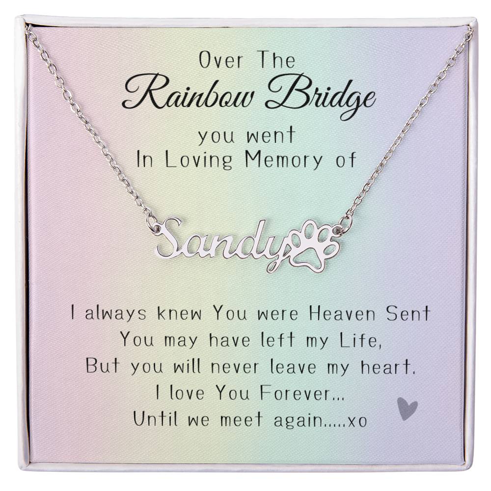 Over the Rainbow Bridge Memorial Name Necklace-Rainbow