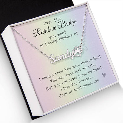 Over the Rainbow Bridge Memorial Name Necklace-Rainbow