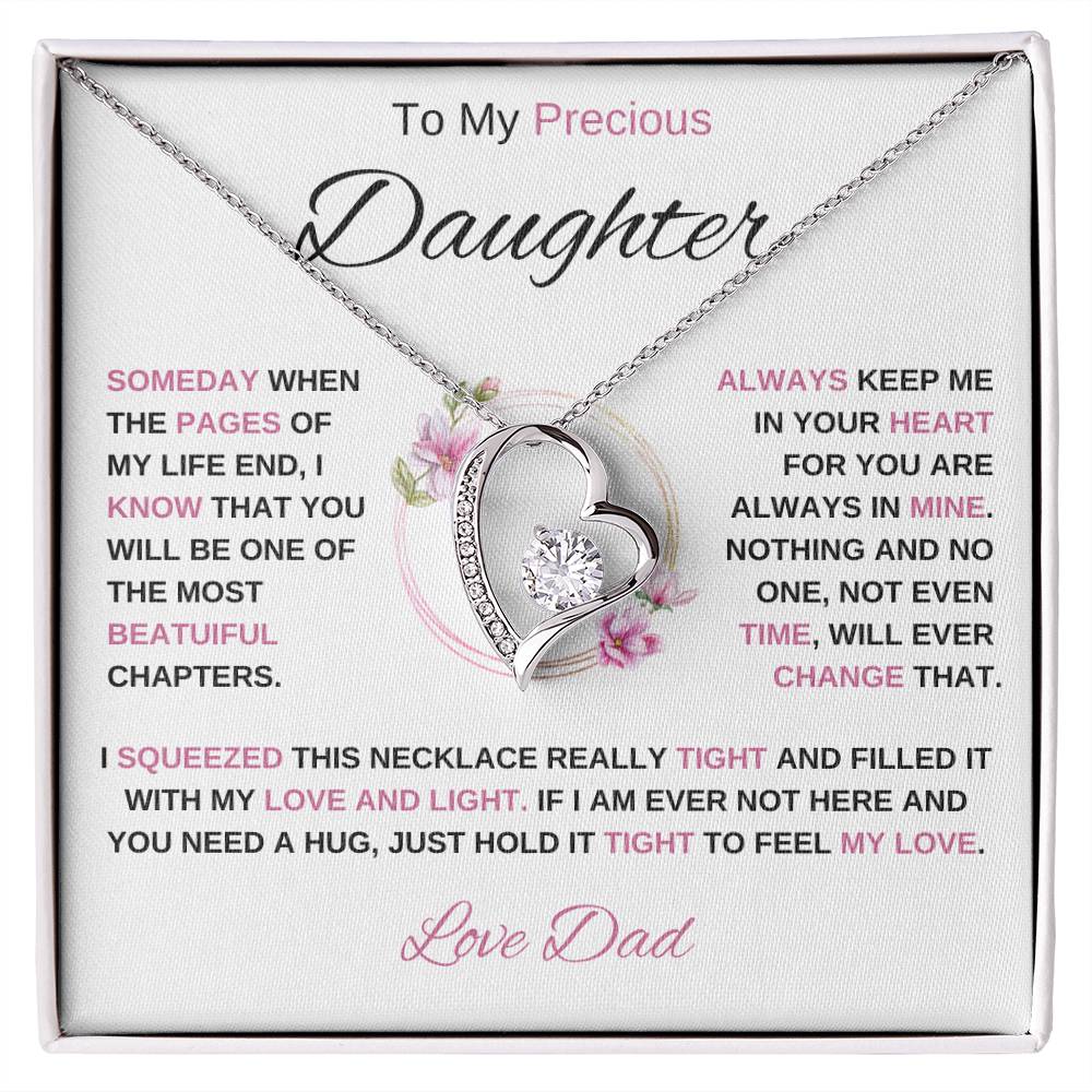 To My Daughter-Love Dad | Forever Love Necklace (pink) | Graduation | Birthday