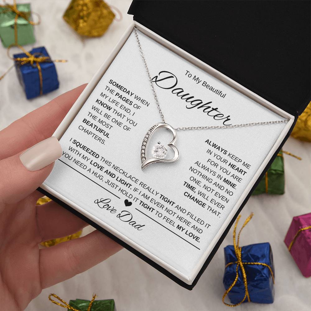 To My Beautiful Daughter-Love Dad | Forever Love Necklace | Birthday | Graduation