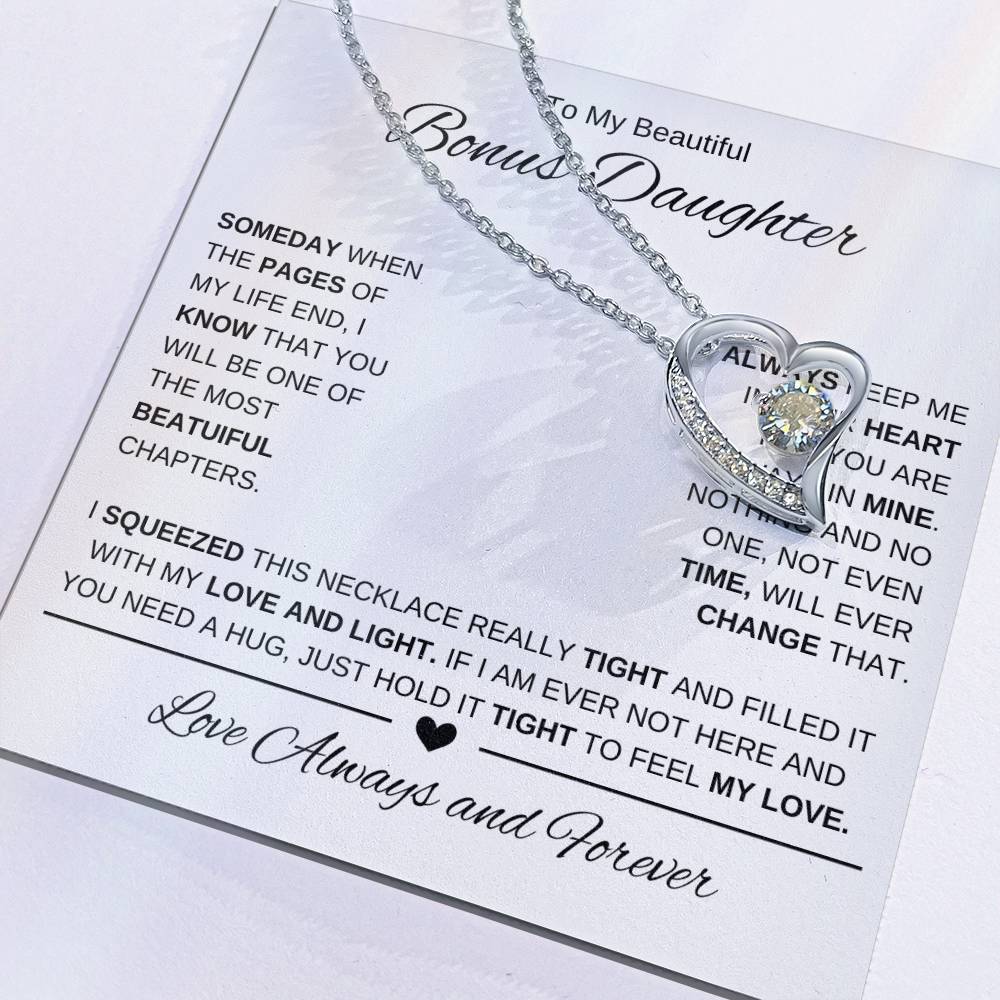 To My Bonus Daughter | Forever Love Necklace 3 | Graduation | Birthday