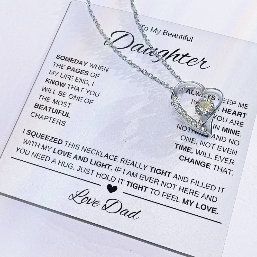 To My Beautiful Daughter-Love Dad | Forever Love Necklace | Birthday | Graduation