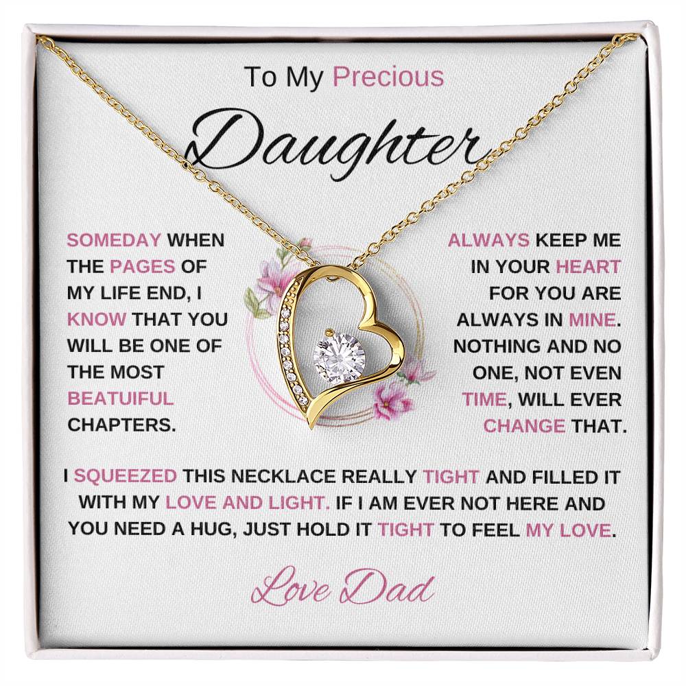 To My Daughter-Love Dad | Forever Love Necklace (pink) | Graduation | Birthday