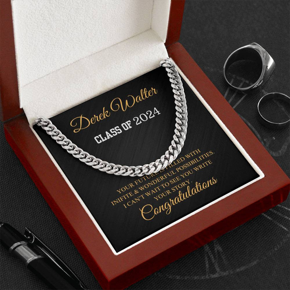 Graduation Gift for Him Personalized Cuban Link Chain (Stainless Steel) | Son | Nephew | Grandson | Graduate